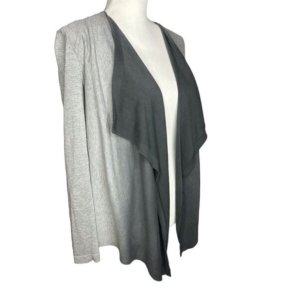 Lafayette 148 Womens Open Cardigan Waterfall Hem Long Sleeve Heather Gray Size S - Picture 2 of 6